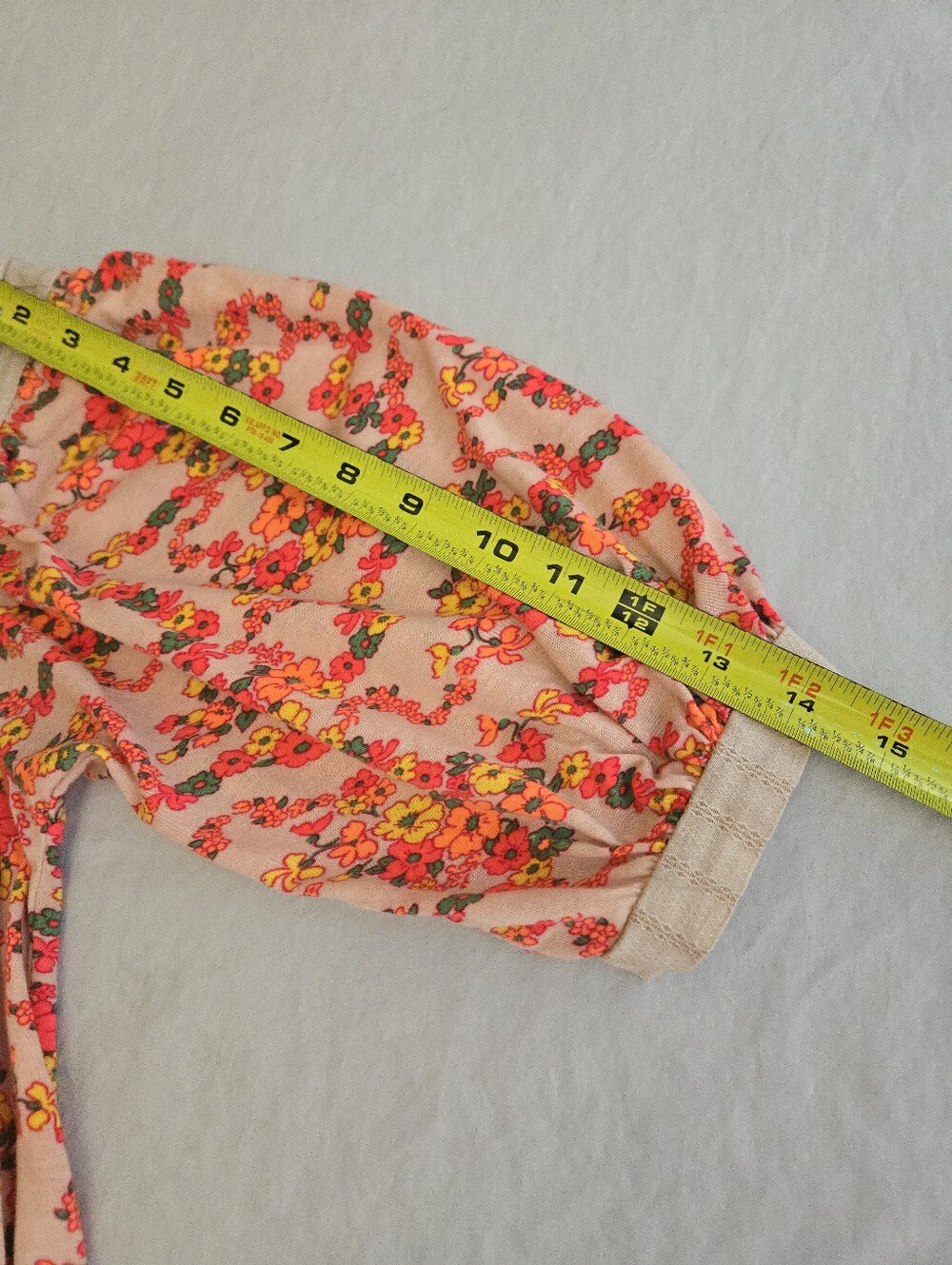 Lux Urban Outfitters Vintage 70s Style Floral Pink Beige Puff Sleeve Blouse EB4 - Picture 6 of 10